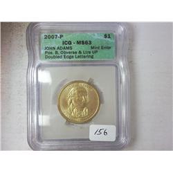 ERROR 2007-P ADAMS DOLLAR DOUBLED EDGE LETTERING