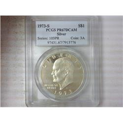 1973-S IKE SILVER DOLLAR PCGS PR67DCAM