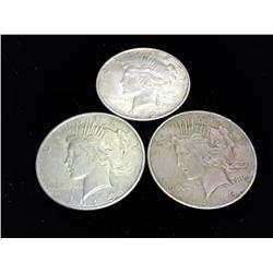 1922-D, 25 & 26-D PEACE SILVER DOLLARS