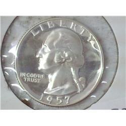 1957 WASHINGTON SILVER QUARTER PROOF
