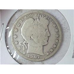1907-D BARBER HALF DOLLAR