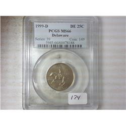 1999-D DELAWARE QUARTER PCGS MS66