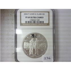 2004-P LEWIS & CLARK US SILVER DOLLAR NGC PF69
