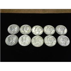 10 ASSORTED MERCURY DIMES