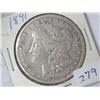 Image 1 : 1891-CC MORGAN SILVER DOLLAR