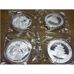 4-2005 CHINA 10 YUAN SILVER PANDA COINS (UNC)