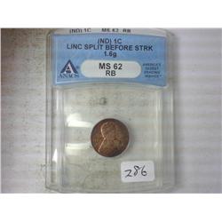 ERROR N/D LINCOLN CENT SPLIT BEFORE STRIKE
