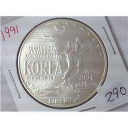 1991-D KOREAN WAR US SILVER DOLLAR (UNC)