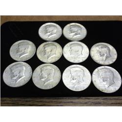10-1965-68 40% SILVER KENNEDY HALF DOLLARS