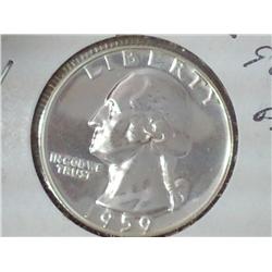1959 WASHINGTON SILVER QUARTER (GEM PROOF)
