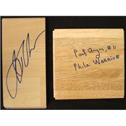 2 Warriors Signed Floor Bd Jason Richardson Paul Arizin