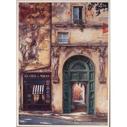 Jose Candia Signed Art Print French Cafe France