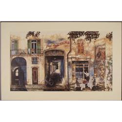 Jose Candia Signed Art Print Italian Cafe Italy