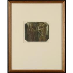 Romantic Kiss Classical Drawing Art Print Framed