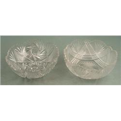 2 Vintage Bohemia Czech Crystal Carnival Glass Bowls