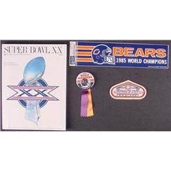 Bears SUPER BOWL XX BONANZA Program Pinback + MORE