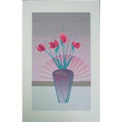 Pace Cerise I Decorative Floral Vase Art Deco Print