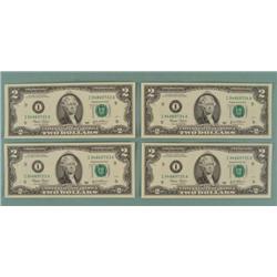 4) 2003 Consec # $2 Bills Two Dollar Notes I Mint MN CU