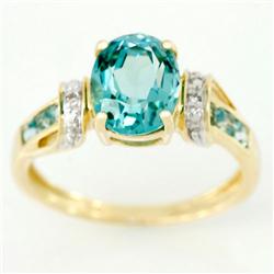 3.14ct Green Topaz Diamond 9k Yel Gold Ring (JEW-9365X)