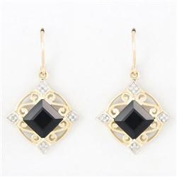 4.48ct Black Sapphire Diamond 9k Gold Earrings (JEW-9227X)