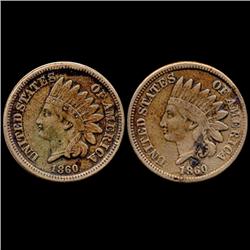 1860 Indian Cent Pair Higher Grade (COI-7446)