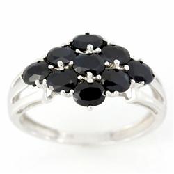 1.80ct Natural Black Sapphire 9k Wht Gold Ring (JEW-9397X)