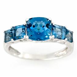 3.40ct Natural London Bl Topaz 9k Wht Gold Ring (JEW-9389X)