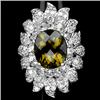 42ct Golden Yellow Citrine-Cz Sterling Ring (JEW-2152)