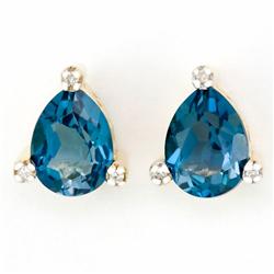 2.56ct London Bl Topaz Diamond 9k Gold Earrings (JEW-9193X)