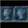 1841 RARE GB 2p Blue Stamp Pair USED ERROR (STM-1554)
