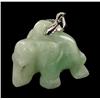Image 3 : 60ct Jade & W. Gold Vermeil Elephant Pendant (JEW-2215)