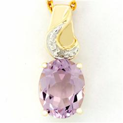 2.62ct Huge Pink Amethyst Diamond 9k Gold Pendant (JEW-9293X)