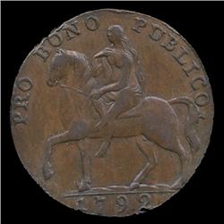1792 British 1/2p Lady Godiva Token RARE AU+ (COI-7723)