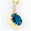 1.04ct London Bl Topaz Diamond 9k Gold Pendant (JEW-9276X)