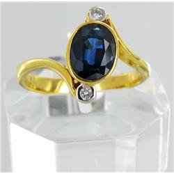 2.1ctw Blue Ceylon Sapphire/Diamond 18k Gold Ring (JEW-1904)