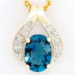 1.06ct London Bl Topaz Diamond 9k Gold Pendant (JEW-9318X)