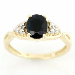 1.28ct Natrl Black Sapphire Diamond 9k Gold Ring (JEW-9452X)
