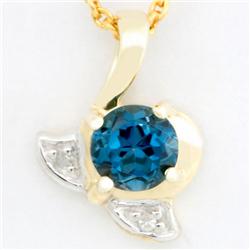 .62ct London Bl Topaz Diamond 9k Gold Pendant (JEW-9305X)