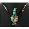 Tibet Turquoise Nickel Snuff Bottle Necklace (ANT-1099)