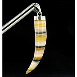Sterling Agate Bead Horn Pendant (JEW-2014)