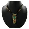 Tibet Coral Turquoise Brass Pendant Necklace (ANT-1093)