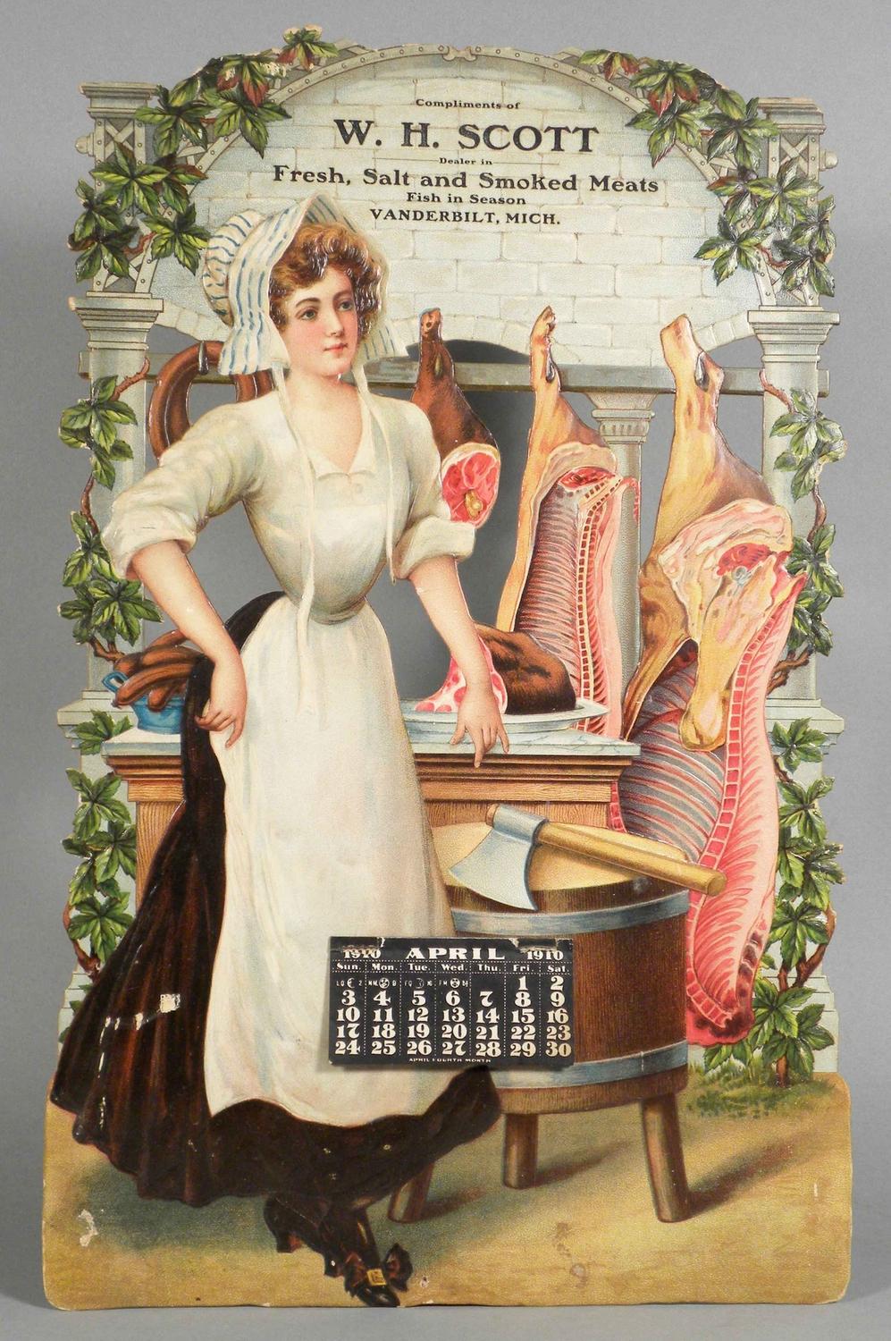1910 Embossed Die Cut Calendar