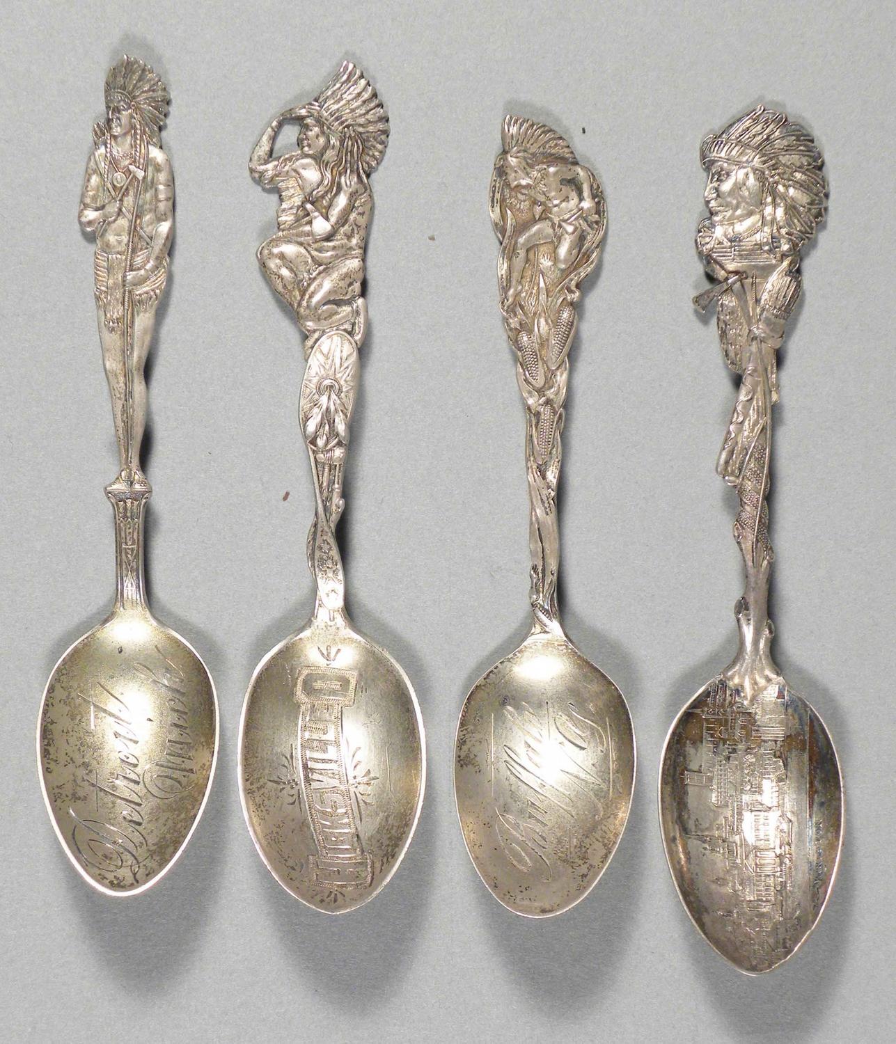 Lot of Four Sterling Silver Souvenir Spoons