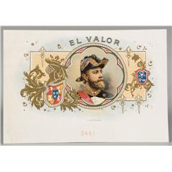 Rare El Valor Cigar Box Label