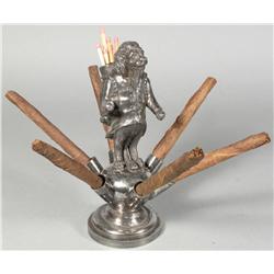 Figural Silver Plated Cigar/Match Holder