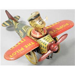 Popeye Tin Wind-Up Toy Plane