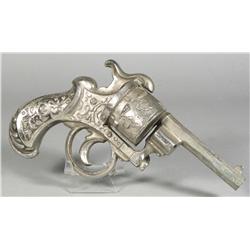 Figural Nickel Plated Hand Gun Ink Well