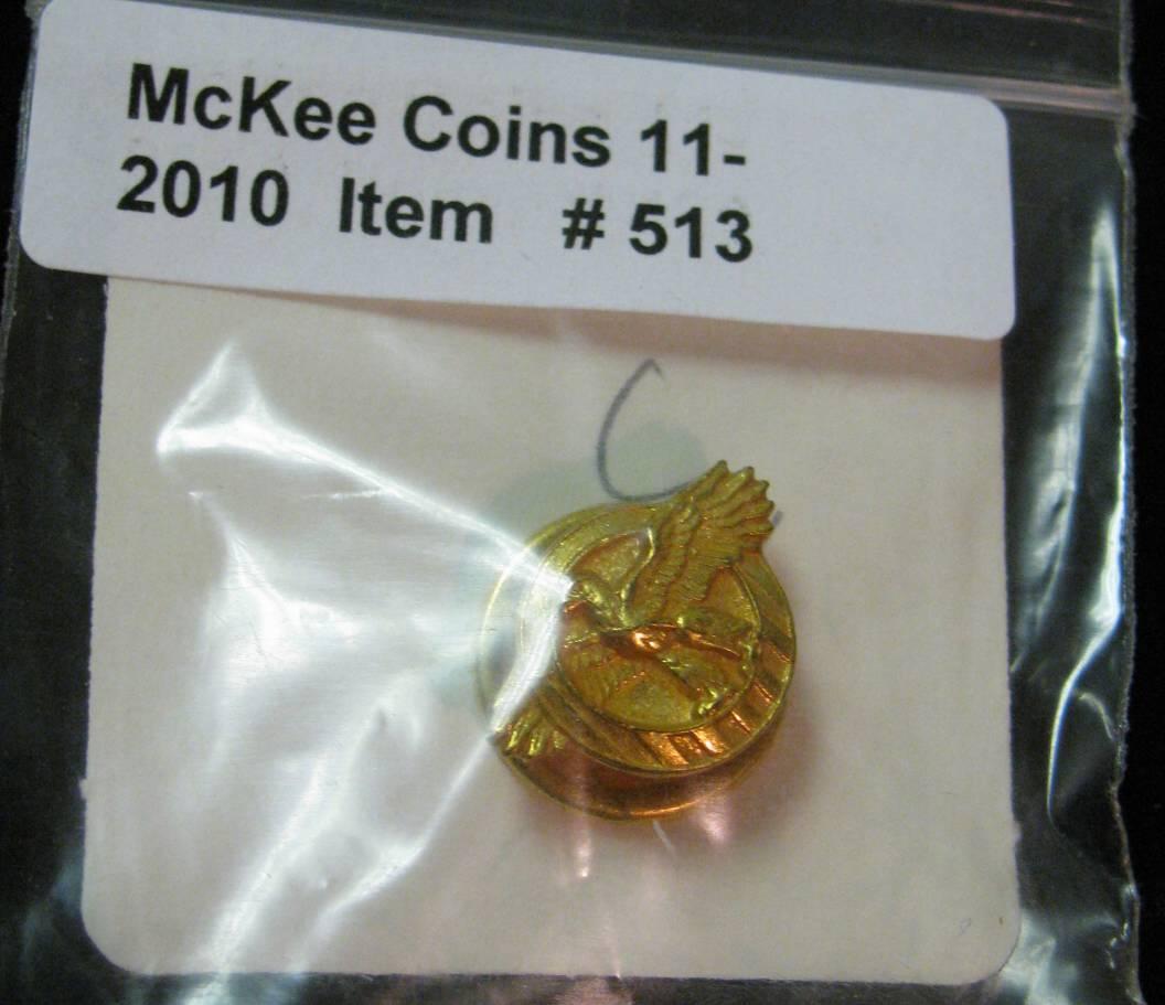 513. U.S. Military Gold Eagle Lapel Pin. Viet Nam era.