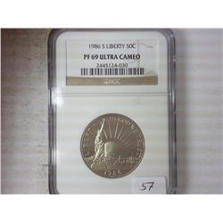 1986-S LIBERTY HALF DOLLAR NGC PF69 ULTRA CAMEO