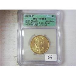 ERROR 2007-P ADAMS $ DOUBLED EDGE LETTERING